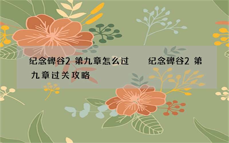 纪念碑谷2第九章怎么过  纪念碑谷2第九章过关攻略